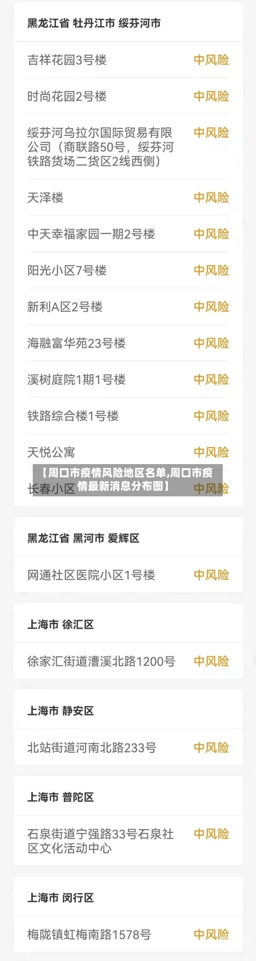 【周口市疫情风险地区名单,周口市疫情最新消息分布图】