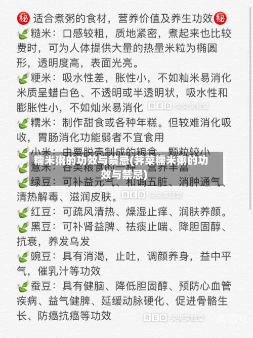 糯米粥的功效与禁忌(荠菜糯米粥的功效与禁忌)