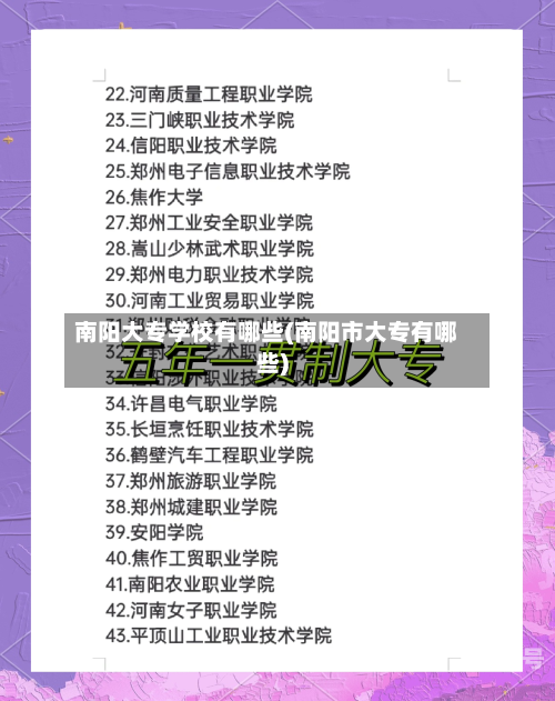 南阳大专学校有哪些(南阳市大专有哪些)