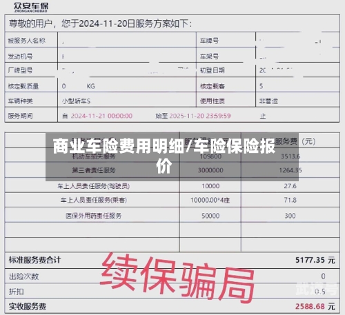 商业车险费用明细/车险保险报价