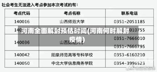 河南全面解封预估时间(河南何时解封疫情)